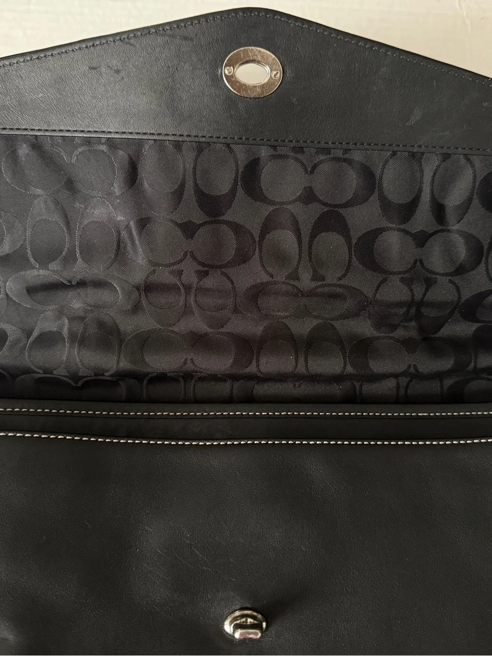 Vtg Coach Black Leather Turn-lock Laptop Bag Briefcase or Messenger Bag #6457